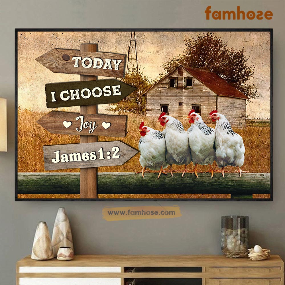 Chicken Poster & Canvas, Today I Choose Joy, Chicken Canvas Wall Art, Poster Gift For Chicken Lovers