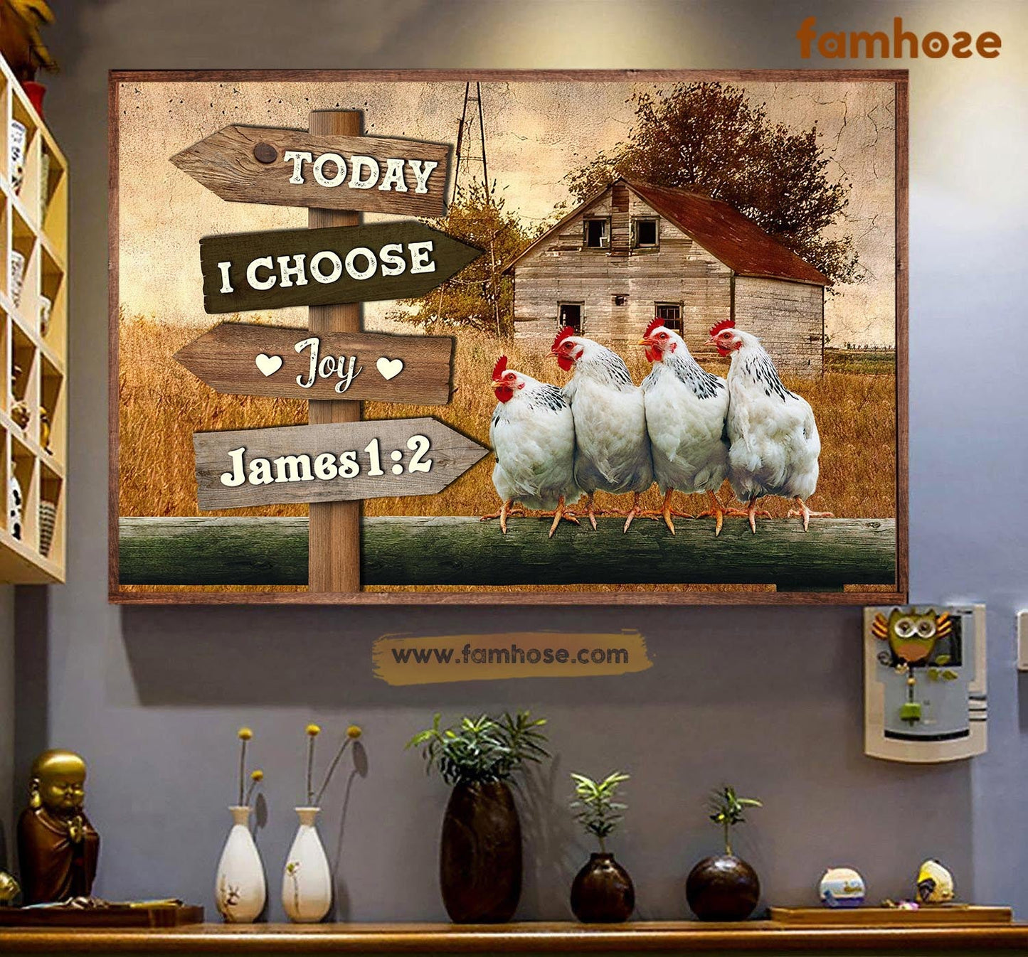 Chicken Poster & Canvas, Today I Choose Joy, Chicken Canvas Wall Art, Poster Gift For Chicken Lovers