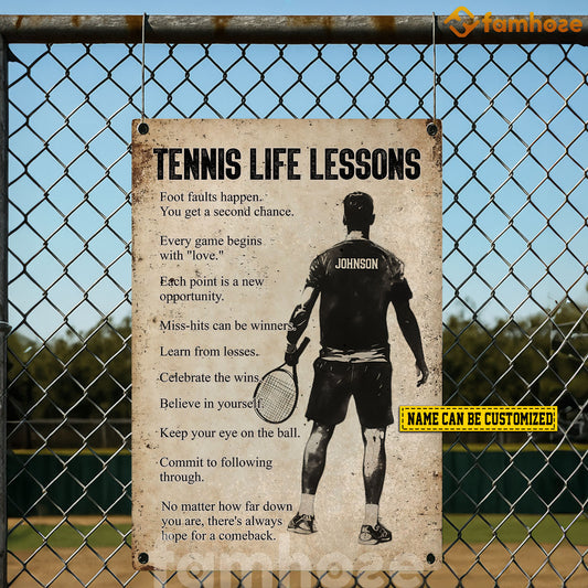 Funny Personalized Tennis Metal Sign, Tennis Life Lessons Sport Sign, Field Decor Gift For Tennis Lovers