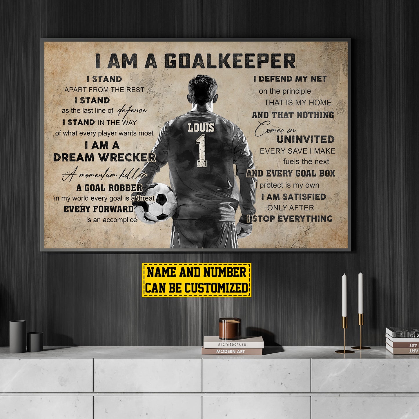 Personalized Goalkeeper Canvas Painting, I Am A Goalkeeper, Sports Quotes Wall Art Decor, Poster Gift For Soccer Lovers