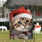 Baby Cat Wearing Noel Hat, Cat Xmas Garden Flag & House Flag, Christmas Flag Gift For Cat Lovers
