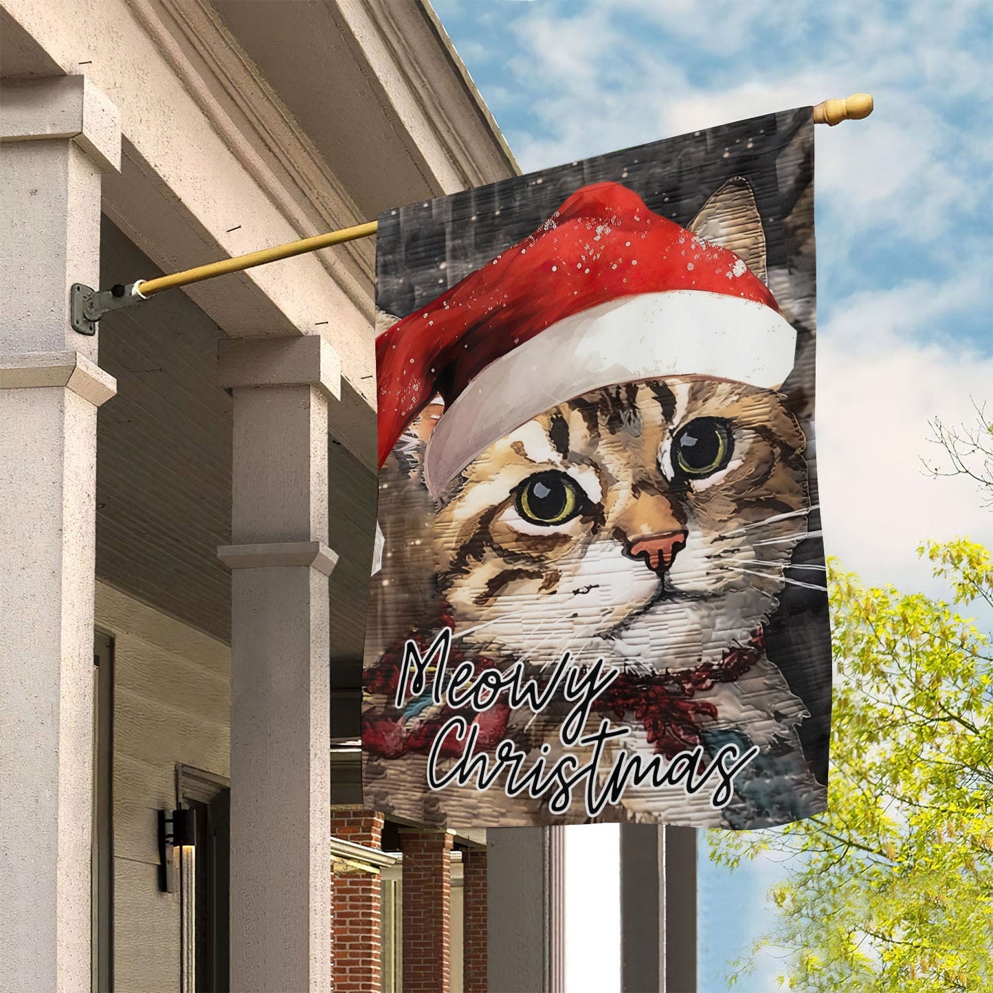 Baby Cat Wearing Noel Hat, Cat Xmas Garden Flag & House Flag, Christmas Flag Gift For Cat Lovers