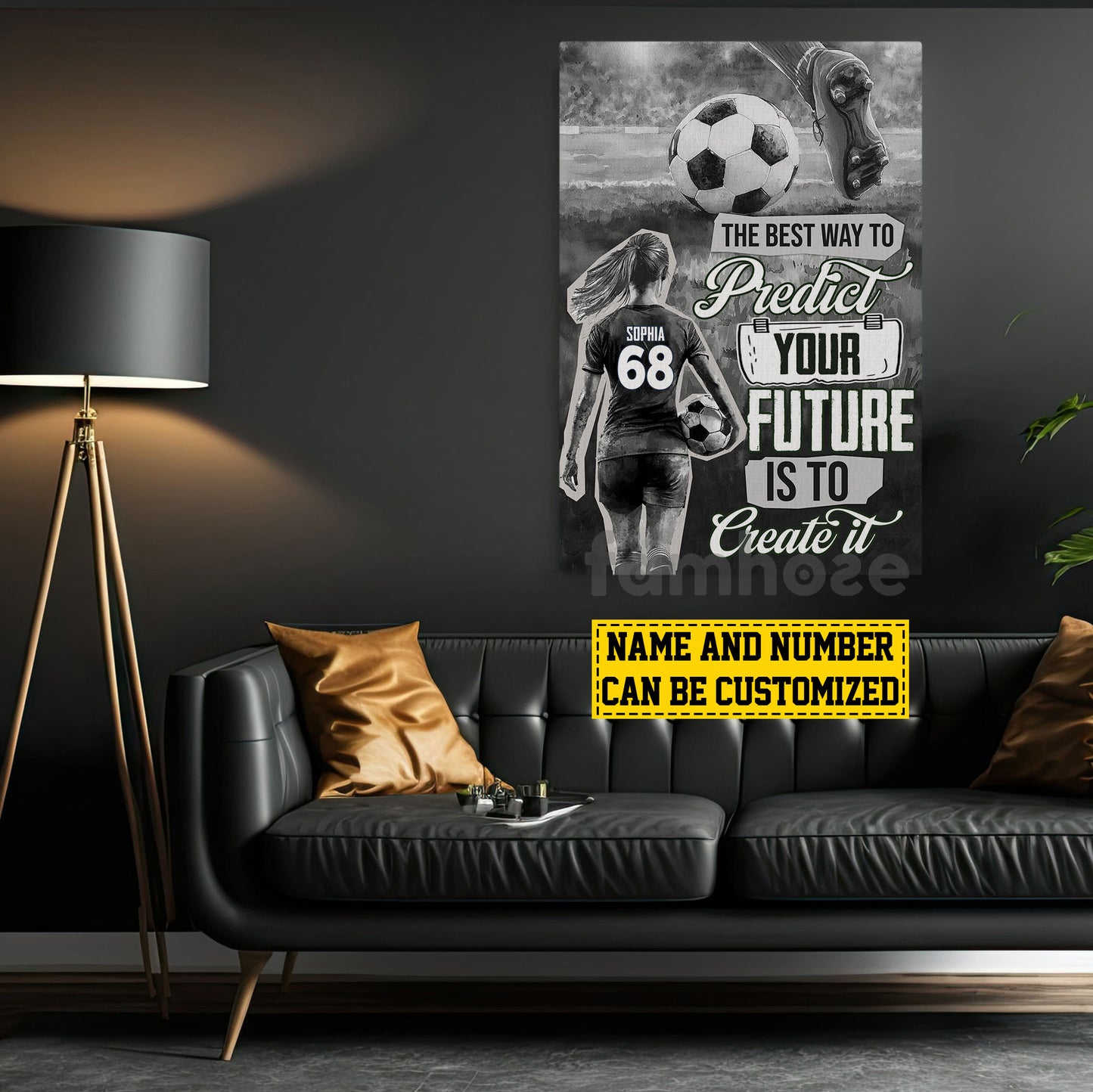 Motivational Personalized Soccer Woman Canvas Painting, The Best Way To Perdict Your Future Sport Wall Art Decor, Poster Gift For Soccer Lovers