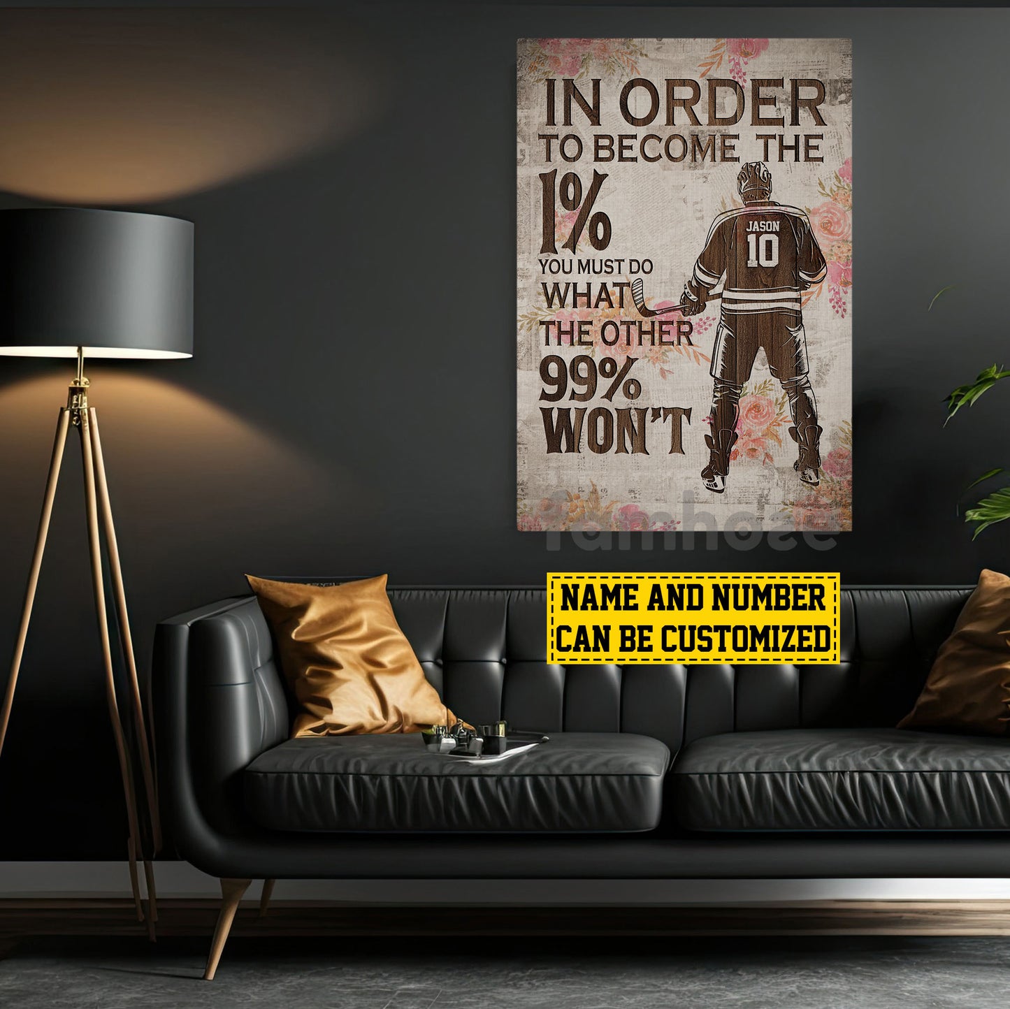 Personalized Hockey Man Canvas Painting, In Order To Become The 1% Sports Wall Art Decor, Poster Gift For Hockey Lovers