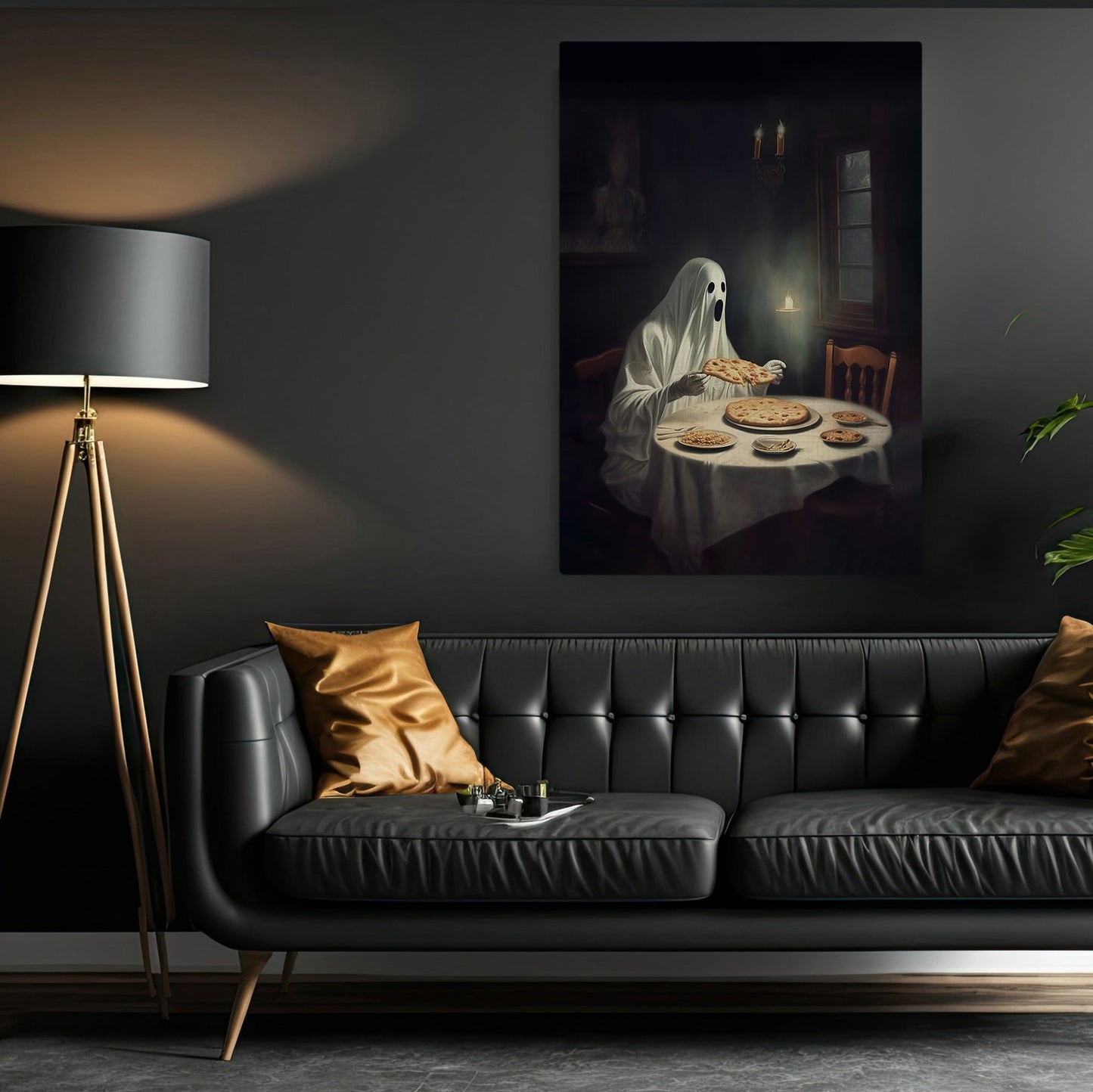 The Ghost Has Dinner Gothic Canvas Wall Art - Vintage Ghost Poster Halloween Gift Artwork Decoration For Living Room Bed Room