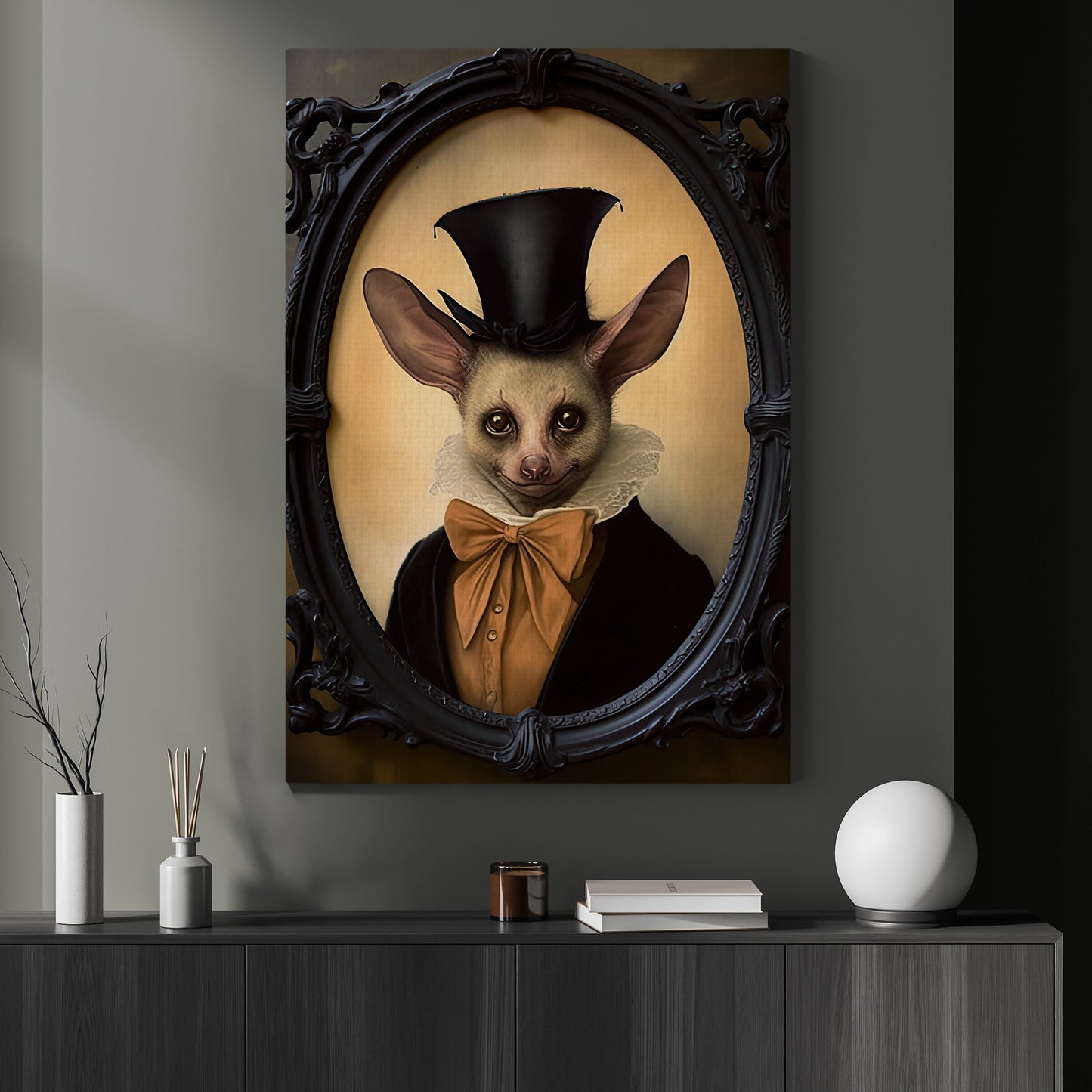 Mr. Bat In Suit Vampire, Victorian Bat Canvas Painting, Gothic Wall Art Decor - Bat Poster Gift