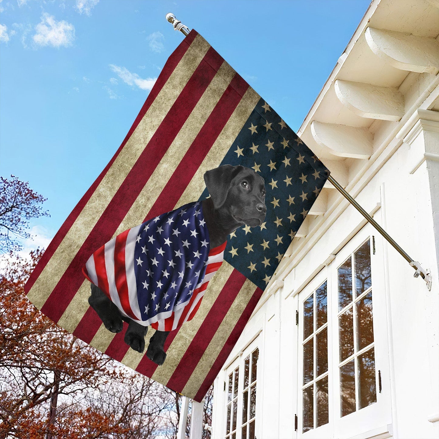 Dog American Flag, Labrador Dog With A USA Flag July 4th Gift For Dog Lovers, Dog Owners