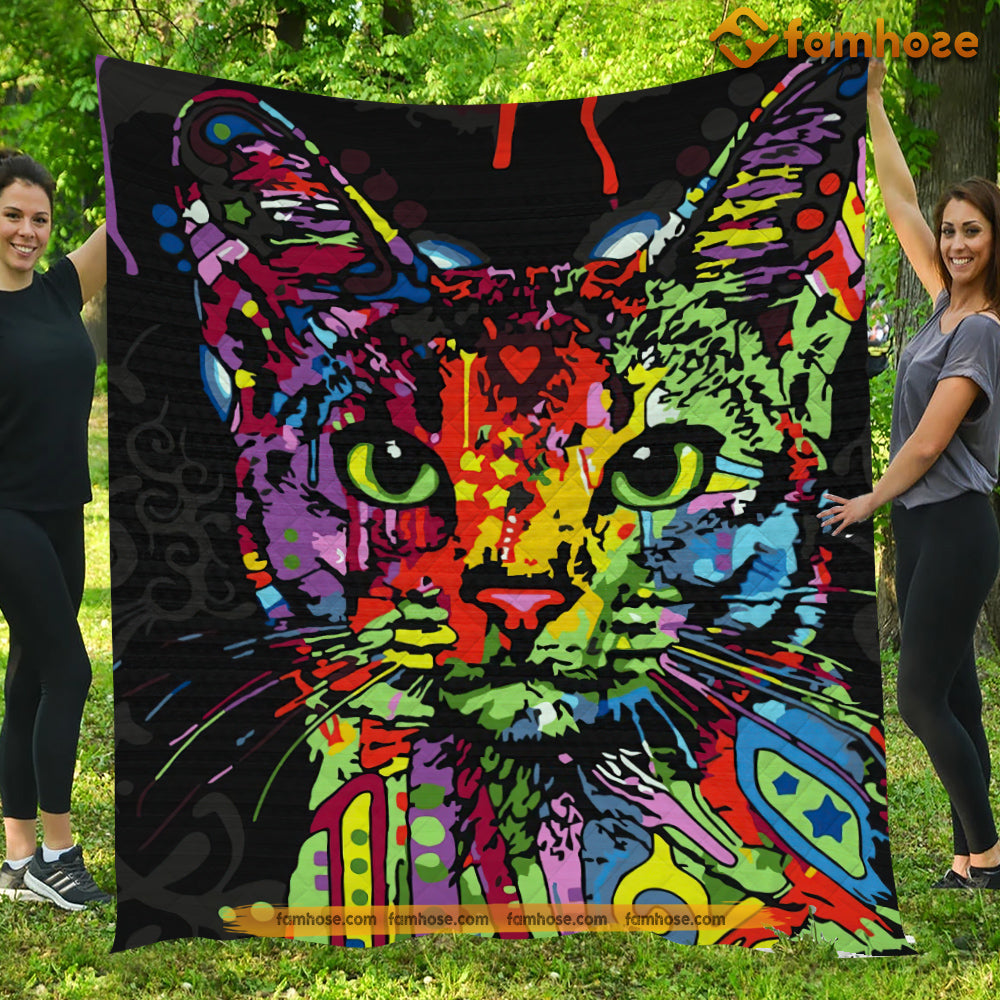 Cat Blanket, Mix Color Pattern Cat Fleece Blanket - Sherpa Blanket Gift For Cat Lover, Cat Owners