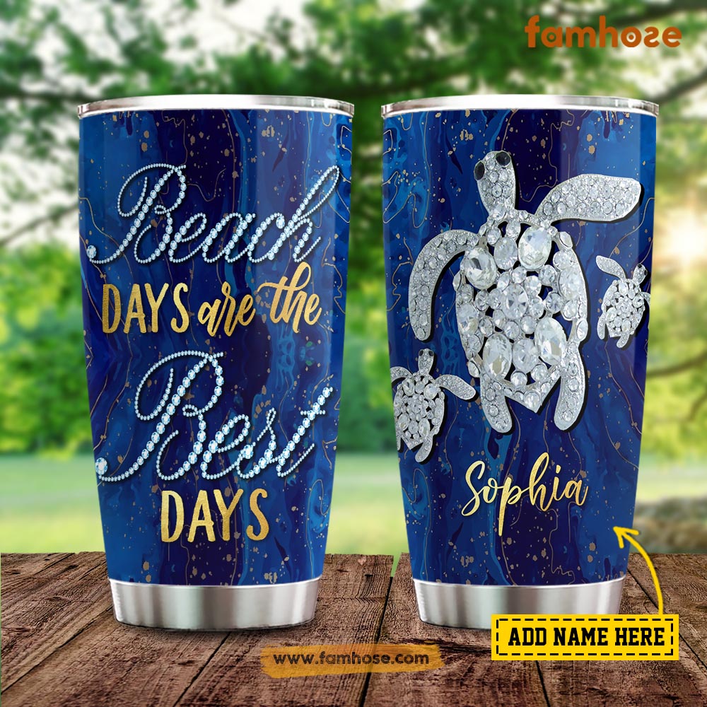 Personalized Turtle Tumbler Beach Days Are The Best Days Gift For Turtle Lovers