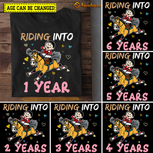 Horse Birthday T-shirt, Ready Riding Into Birthday Tees Gift For Kids Boys Horse Lovers, Age Can Be Changed