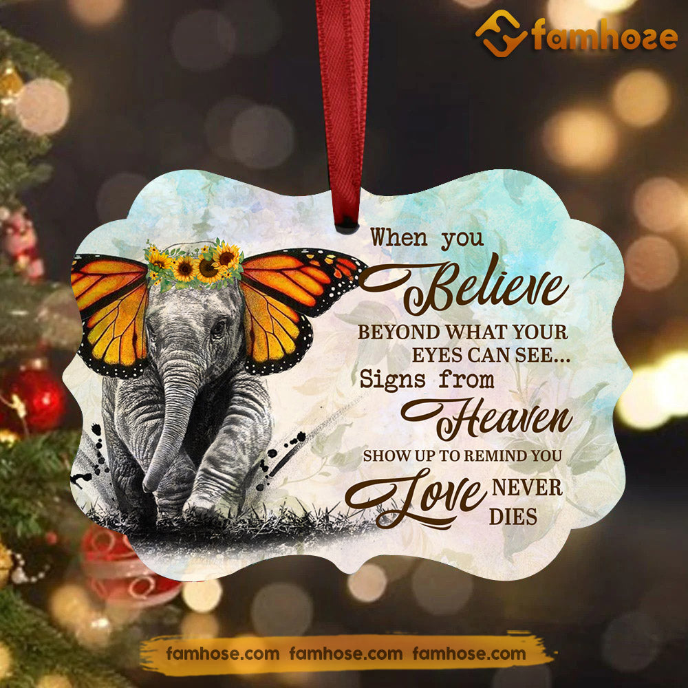 Christmas Elephant Ornament, When You Believe Beyond Gift For Elephant Lovers, Medallion Aluminum Ornament