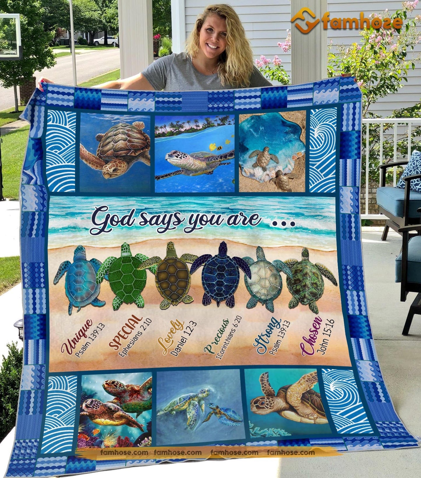 Turtle Blanket, God Says You Are Unique Special Lovely Strong Fleece Blanket - Sherpa Blanket Gift For Turtle Lover, Turtle Owners