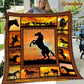 Rodeo Blanket, Strong Horse Sunset Riding Fleece Blanket - Sherpa Blanket Gift For Rodeo Lover