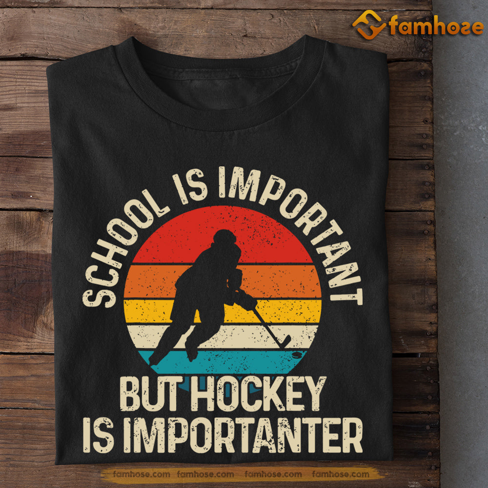 Vintage Hockey T-shirt, School Is Important But Hockey Is Importanter, Gift For Hockey Lovers, Hockey Tees