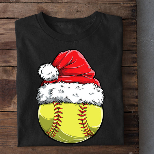 Softball Christmas T-shirt, Softball With Noel Hat, Gift For Softball Lovers, Softball Tees, Softball Players