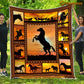 Rodeo Blanket, Strong Horse Sunset Riding Fleece Blanket - Sherpa Blanket Gift For Rodeo Lover