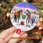 Christmas Horse Ornament, Horses On The Farm ELF Gift For Horse Lovers, Circle Ceramic Ornament