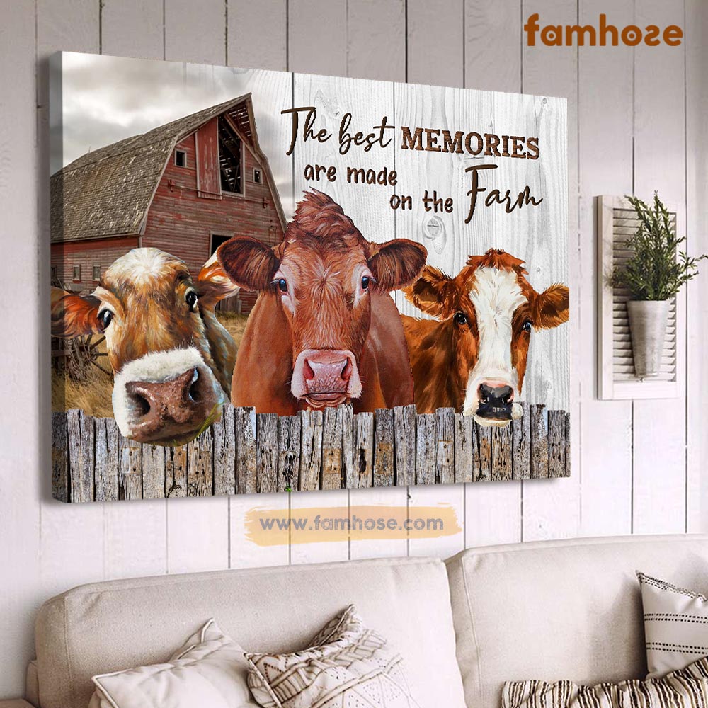 Cow Poster & Canvas, The Best Memories Are Made On The Farm, Cow Canvas Wall Art, Poster Gift For Cow Lovers