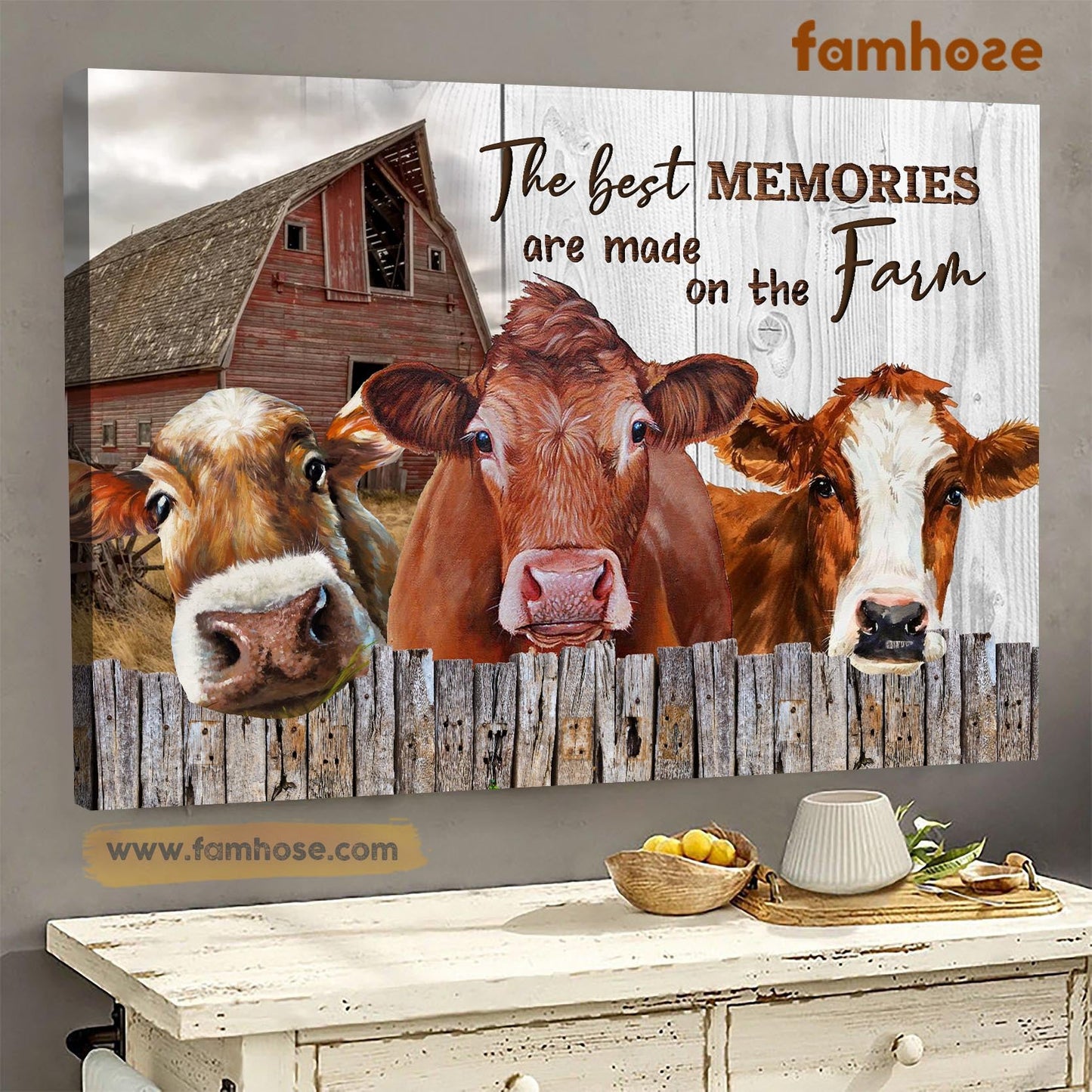 Cow Poster & Canvas, The Best Memories Are Made On The Farm, Cow Canvas Wall Art, Poster Gift For Cow Lovers