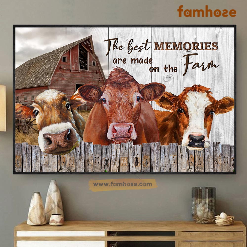 Cow Poster & Canvas, The Best Memories Are Made On The Farm, Cow Canvas Wall Art, Poster Gift For Cow Lovers