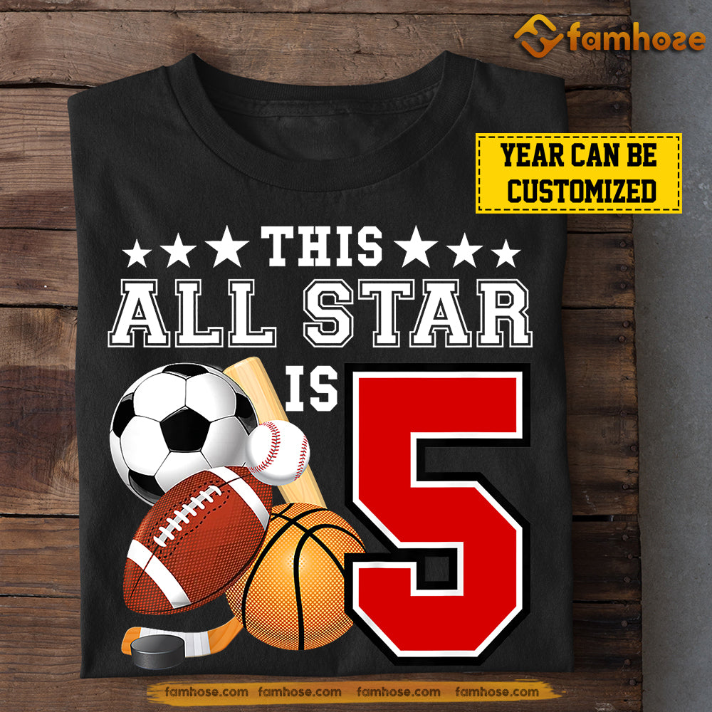 Personalized Birthday Sports T-shirt, This All Star Is, Gift For Sports Lovers