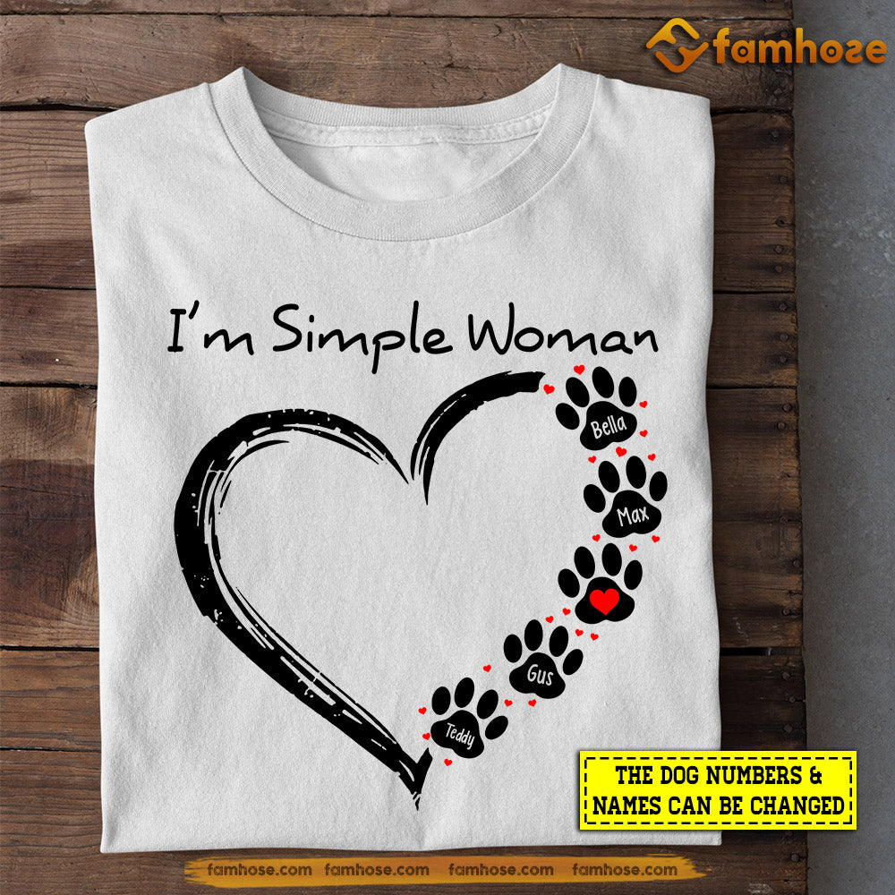 Personalized Dog T-shirt, I'm A Simple Woman, Mother's Day Gift For Dog Lovers, Dog Tees, Dog Owners