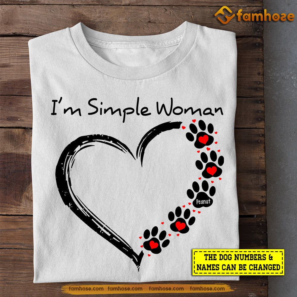 Personalized Dog T-shirt, I'm A Simple Woman, Mother's Day Gift For Dog Lovers, Dog Tees, Dog Owners