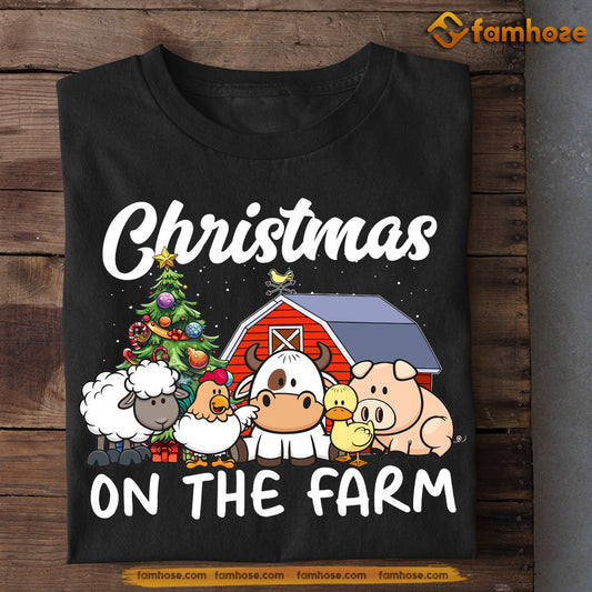 Farm Animals Christmas T-shirt, Celebrating Christmas With Farmyard Friends, Christmas Gift For Farm Animals Lovers, Farmer Tees