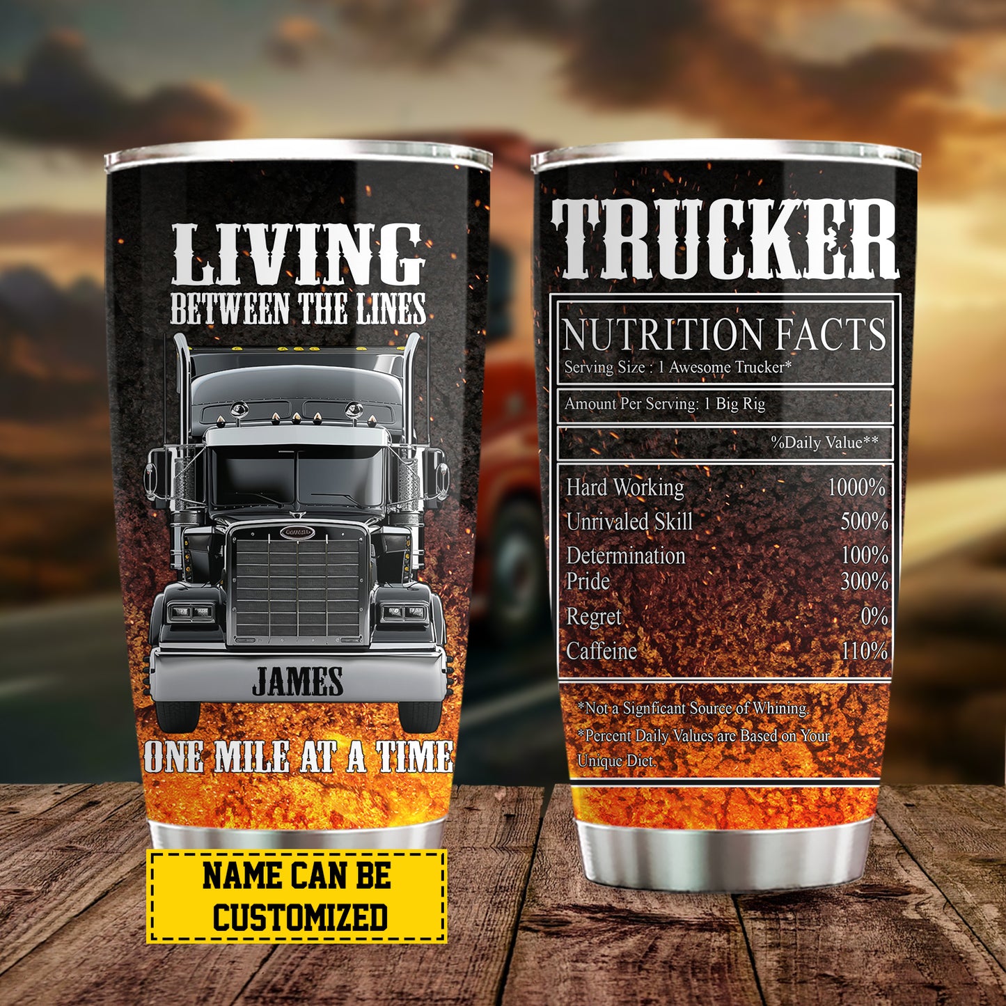 Personalized Trucker Stainless Steel Tumbler, Trucker Nutrition Facts Tumbler Gifts For Truck Drivers