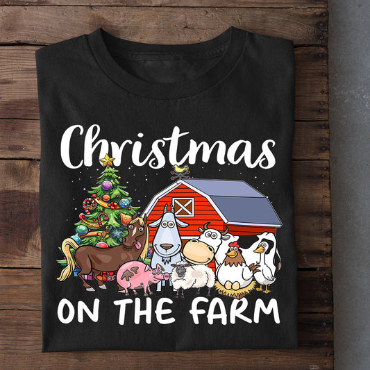 Farm Animals Christmas T-shirt, A Christmas Gathering With The Farm Crew, Christmas Gift For Farm Animals Lovers, Farmer Tees