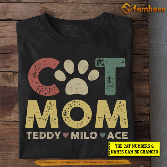 Personalized Cat T-shirt, Vintage Cat Mom, Mother's Day Gift For Cat Lovers, Cat Owners, Cat Tees