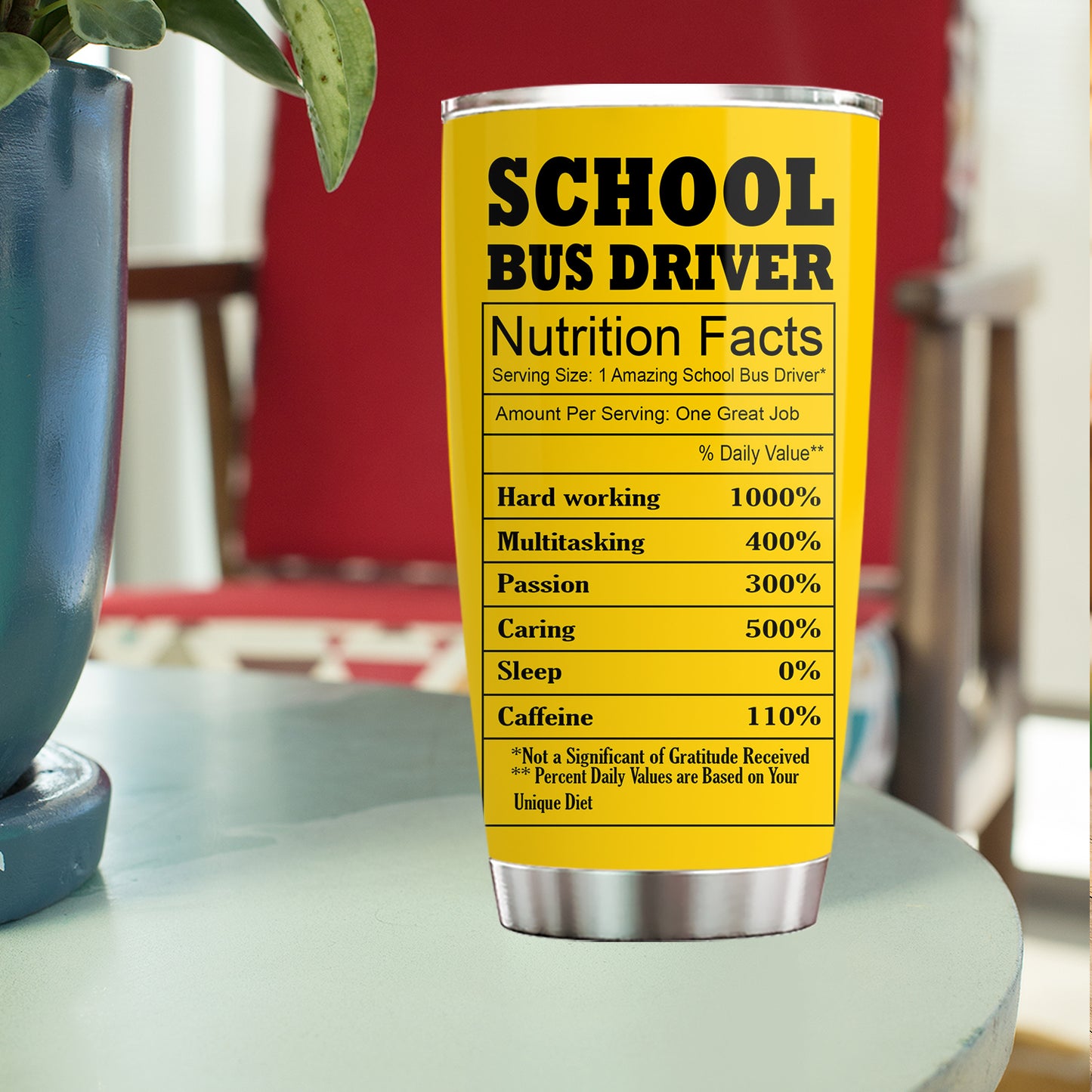 Personalized Bus Driver Stainless Steel Tumbler, School Bus Driver Nutrition Facts Tumbler Gifts For Bus Driver Lovers