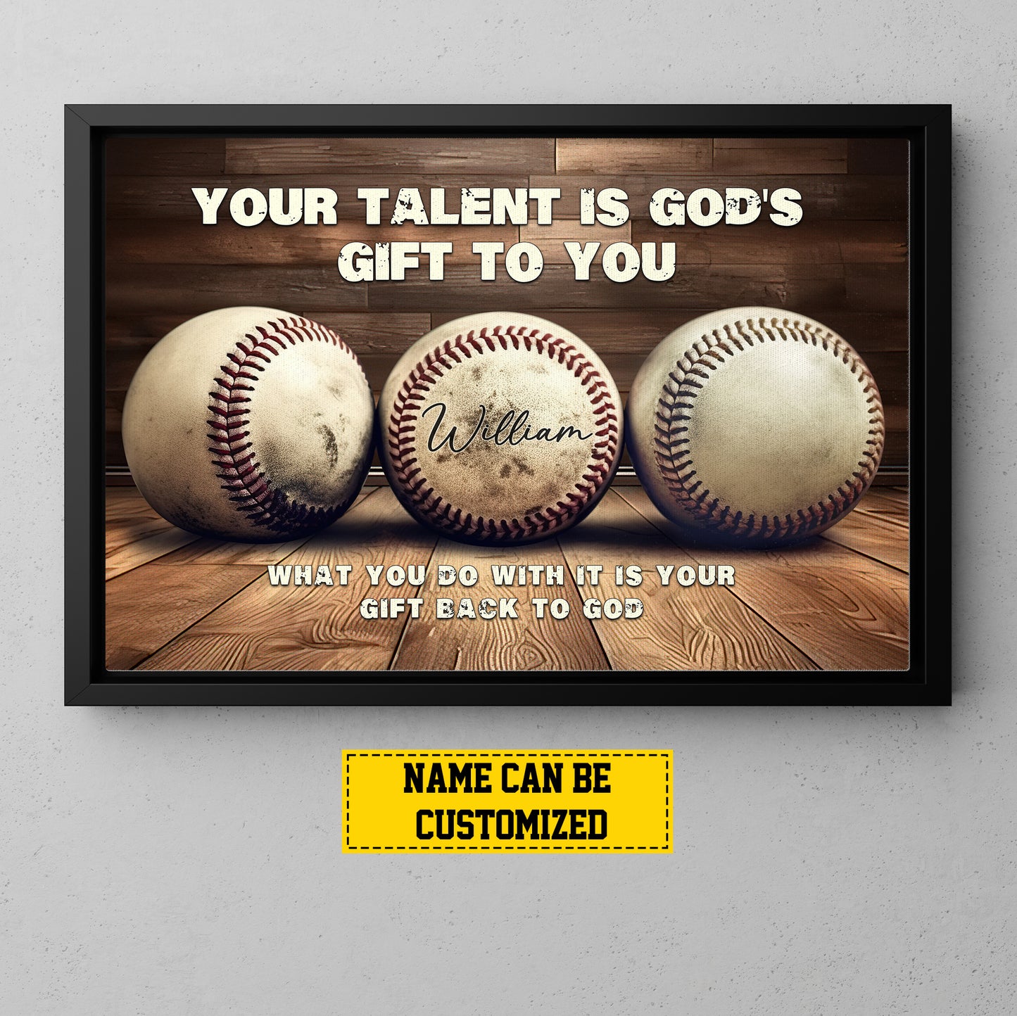 Personalized Baseball Canvas Painting, Your Talent Is God's Gift To You, Sports Quotes Wall Art Decor, Poster Gift For Baseball Lovers, Baseball Players