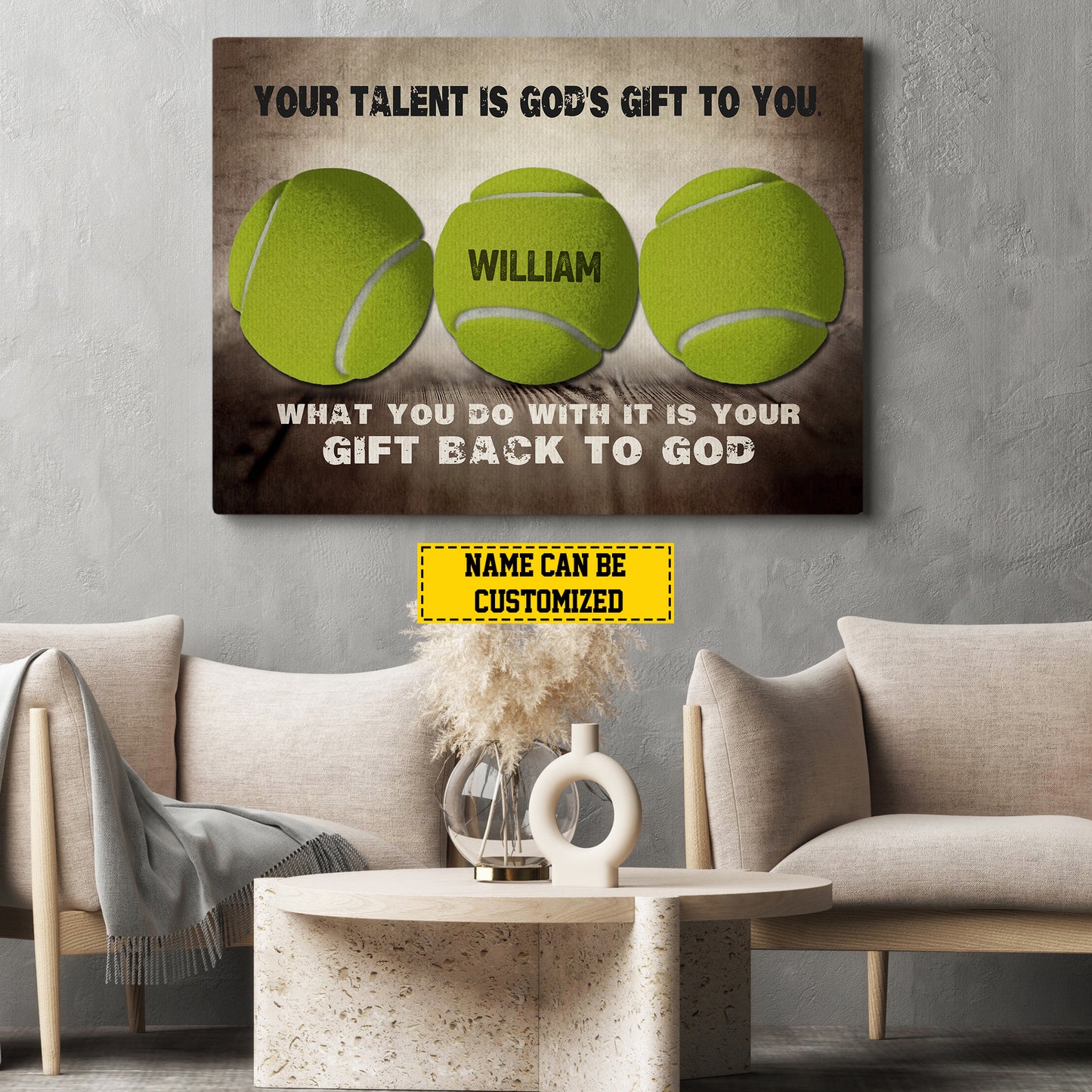 Personalized Tennis Canvas Painting, Your Talent Is God's Gift To You, Sports Quotes Wall Art Decor, Poster Gift For Tennis Lovers, Tennis Players