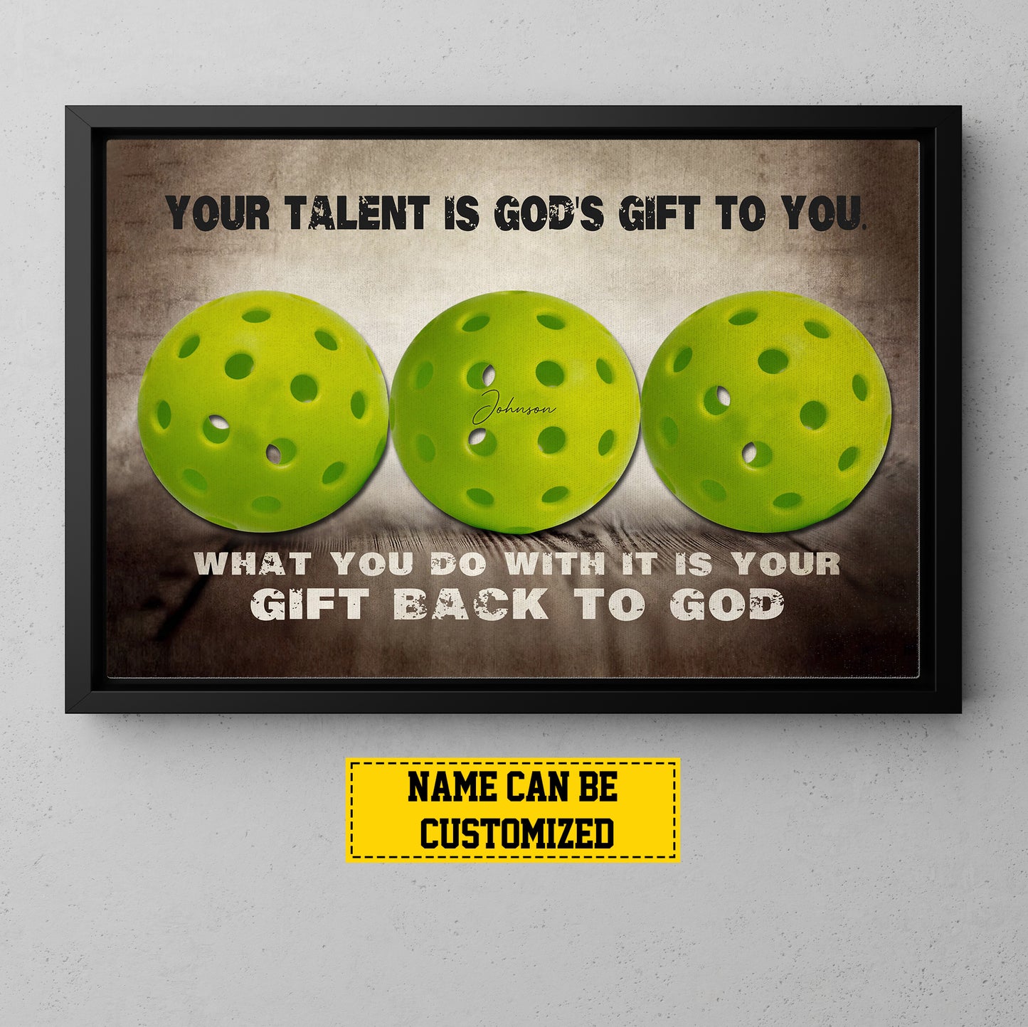 Personalized Pickleball Canvas Painting, Your Talent Is God's Gift To You, Sports Quotes Wall Art Decor, Poster Gift For Pickleball Lovers, Pickleball Players