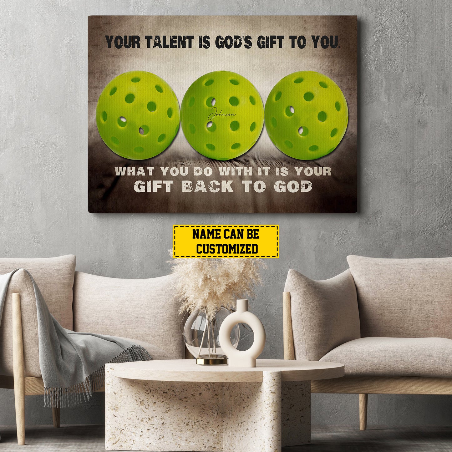 Personalized Pickleball Canvas Painting, Your Talent Is God's Gift To You, Sports Quotes Wall Art Decor, Poster Gift For Pickleball Lovers, Pickleball Players