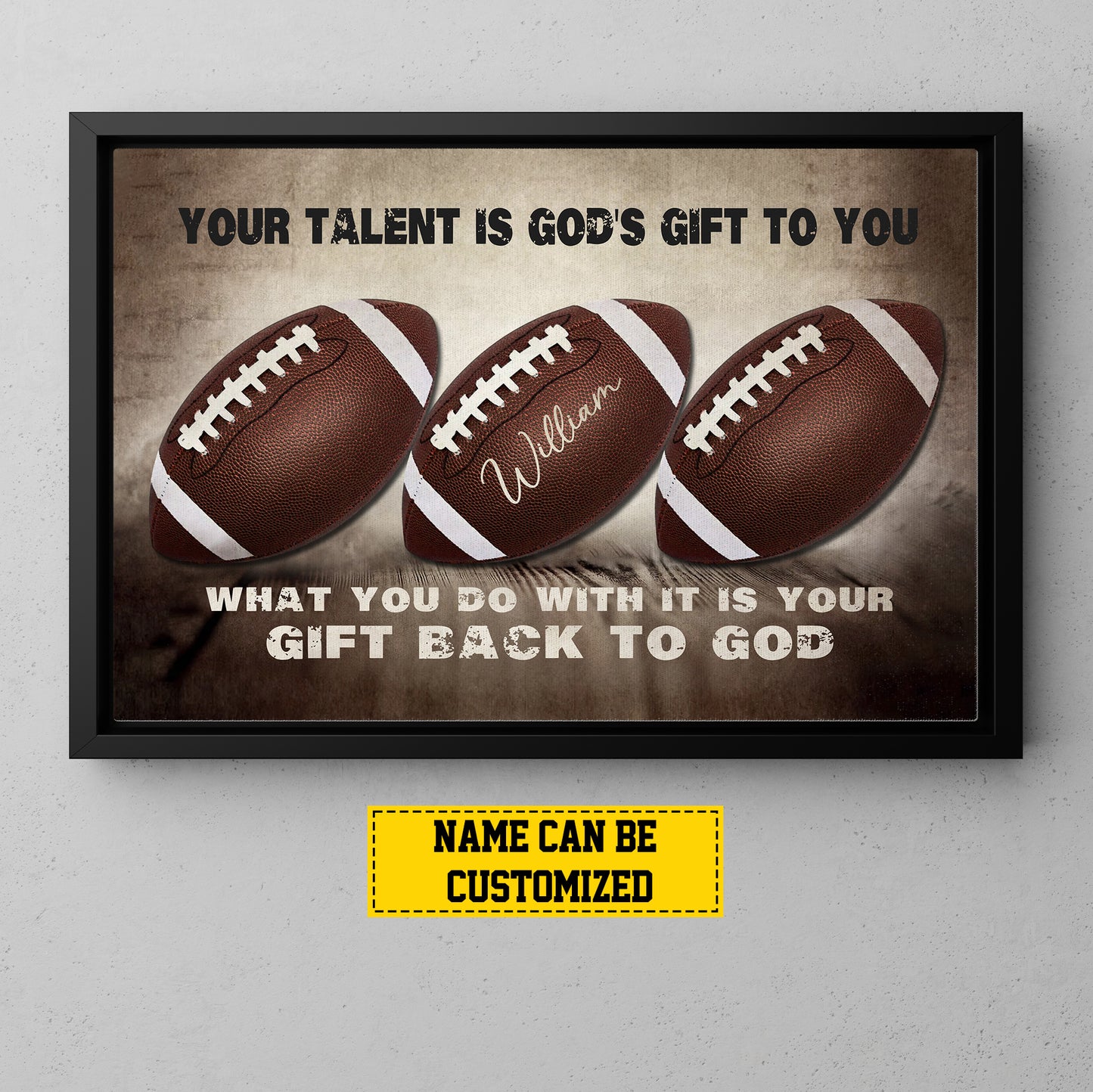 Personalized Football Canvas Painting, Your Talent Is God's Gift To You, Sports Quotes Wall Art Decor, Poster Gift For Football Lovers, Football Players