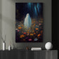 Alone Ghost In Flower Forest Halloween Canvas Painting, Wall Art Decor - Dark Ghost Halloween Poster Gift