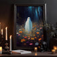 Alone Ghost In Flower Forest Halloween Canvas Painting, Wall Art Decor - Dark Ghost Halloween Poster Gift