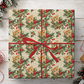 Vintage Christmas Cat Wrapping Paper, Cute Orange Tabby Kitten With Holly Berries Wrapping Paper Rolls, Xmas Gift Wrap For Cat Lover