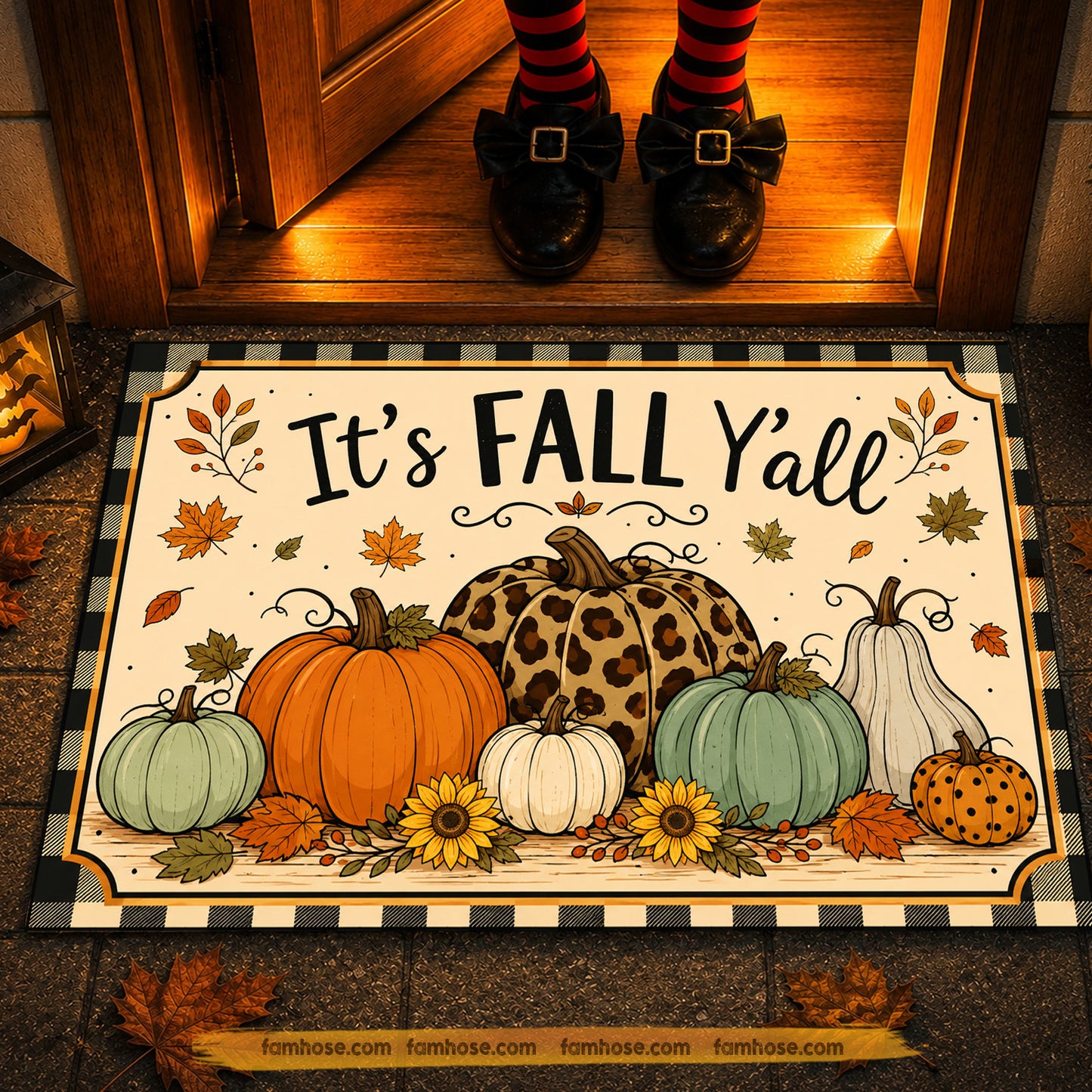 Autumn Doormat, It’s Fall Y’all Pumpkin Welcome Doormat For Home Decor Housewarming Gift For Pumpkins Lover