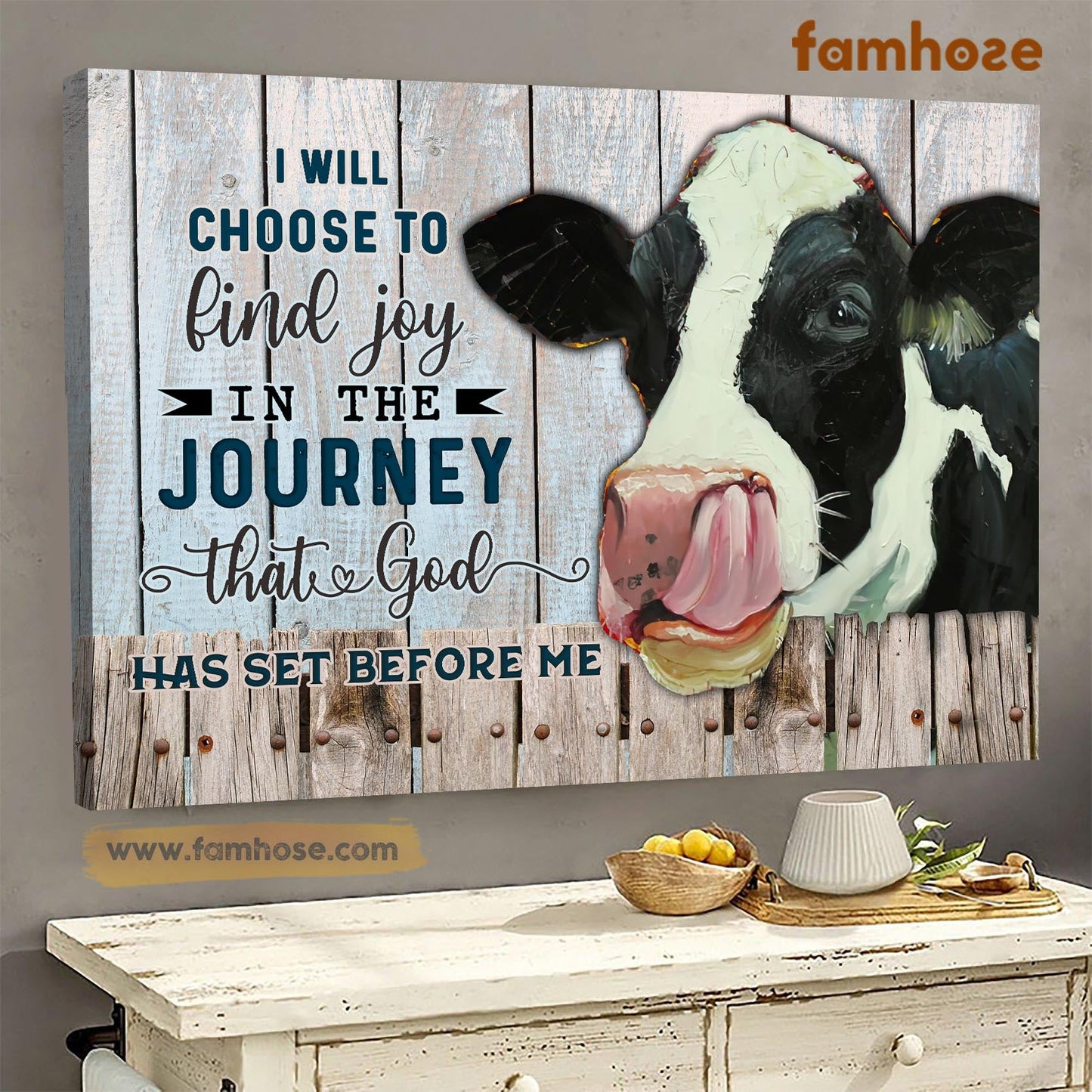 Cow Poster & Canvas, I Will Choose To Find Joy In The Journey, Cow Canvas Wall Art, Poster Gift For Cow Lovers