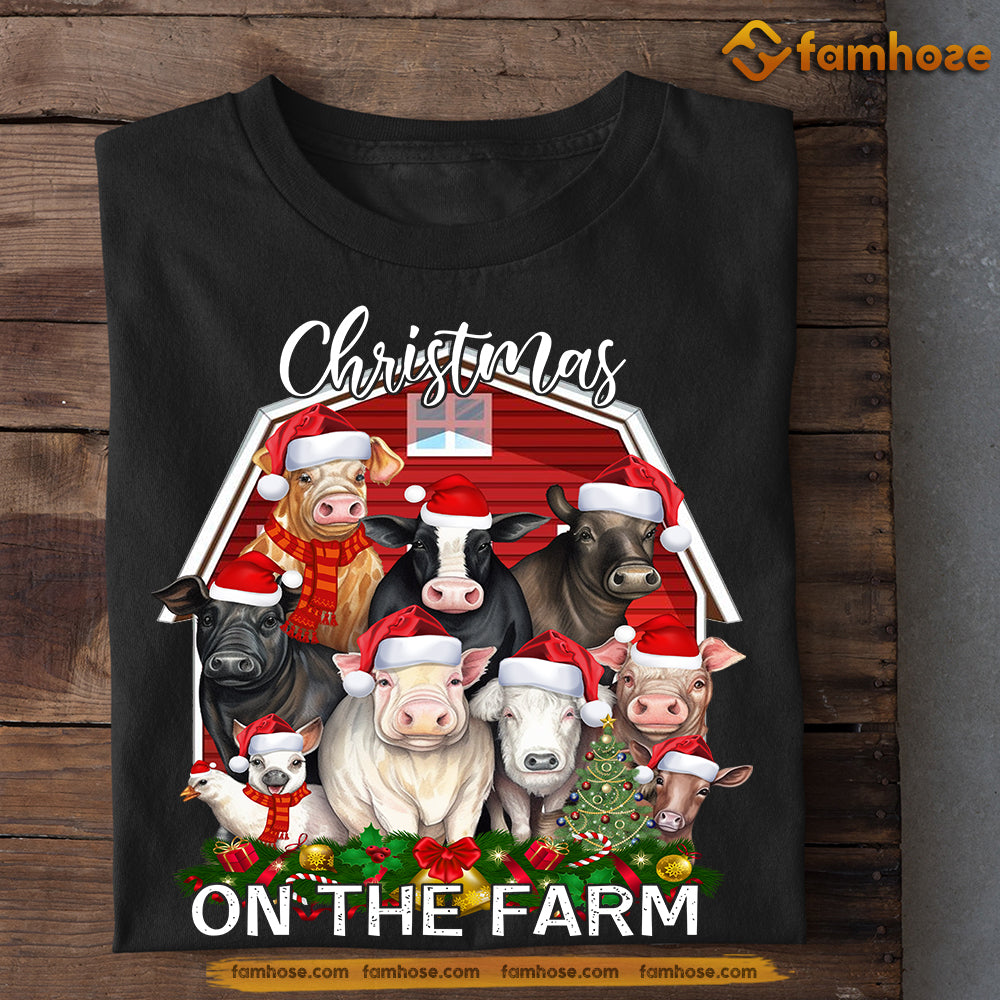 Farm Animals Christmas T-shirt, A Christmas Celebration With Barnyard Friends, Christmas Gift For Farm Animals Lovers, Farmer Tees