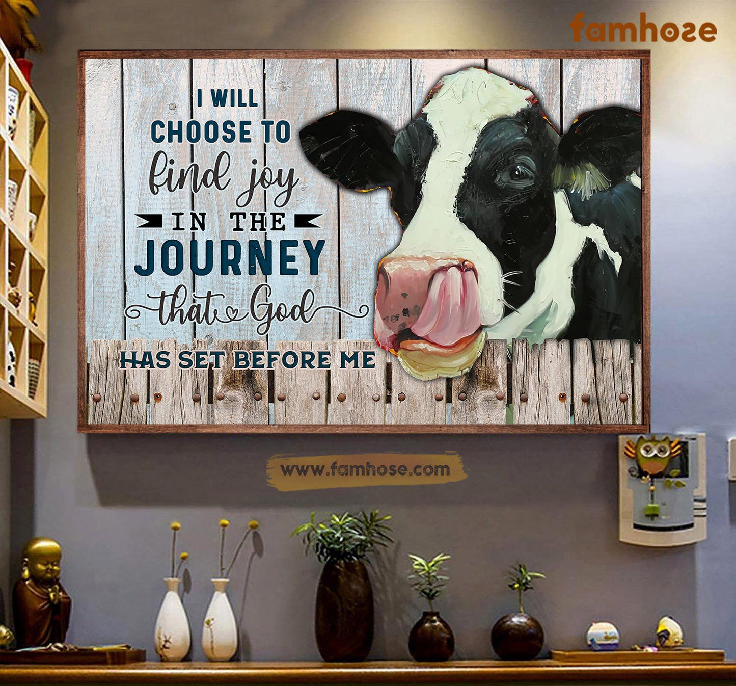 Cow Poster & Canvas, I Will Choose To Find Joy In The Journey, Cow Canvas Wall Art, Poster Gift For Cow Lovers