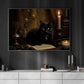 Black Cat Moody Spooky Halloween Canvas Painting, Wall Art Decor - Dark Cat Halloween Poster Gift