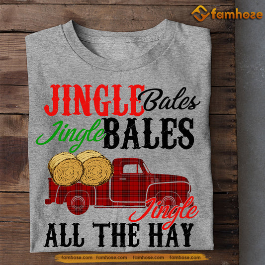 Farm Christmas T-shirt, Jingle All the Hay With Vintage Truck, Christmas Gift For Farmers, Farm Tees