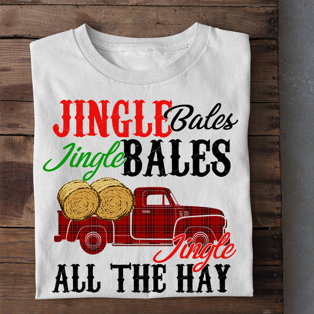 Farm Christmas T-shirt, Jingle All the Hay With Vintage Truck, Christmas Gift For Farmers, Farm Tees