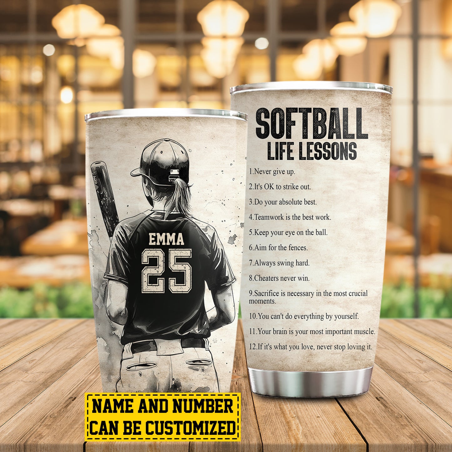 Personalized Softball Girl Tumbler, Softball Life Lessons, Sports Stainless Steel Tumbler, Travel Mug Tumblers Gift For Softball Lovers