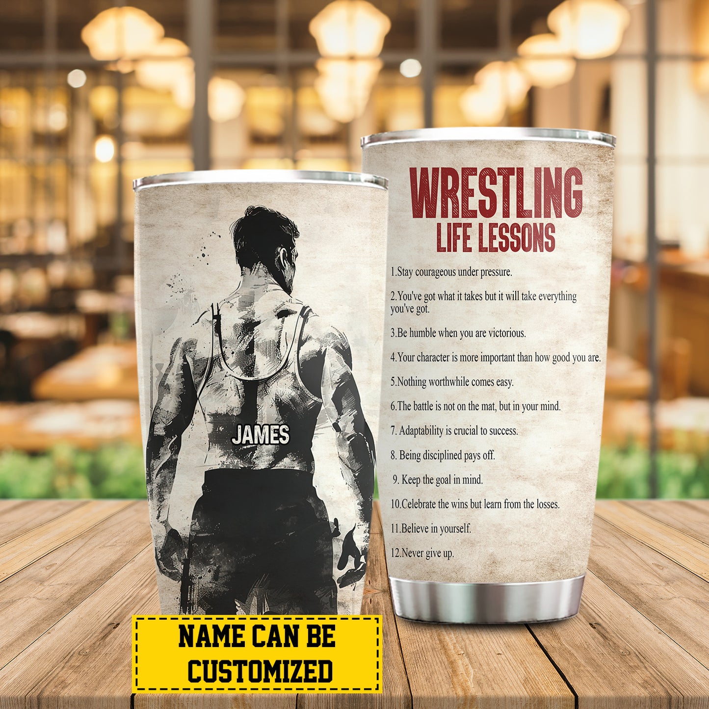 Personalized Wrestling Boy Tumbler, Wrestling Life Lessons, Sports Stainless Steel Tumbler, Travel Mug Tumblers Gift For Wrestling Lovers