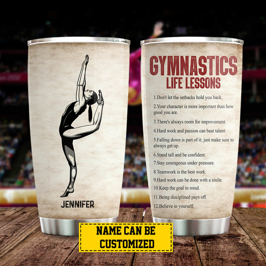 Personalized Gymnastics Girl Tumbler, Gymnastics Life Lessons, Sports Stainless Steel Tumbler, Travel Mug Tumblers Gift For Gymnastics Lovers